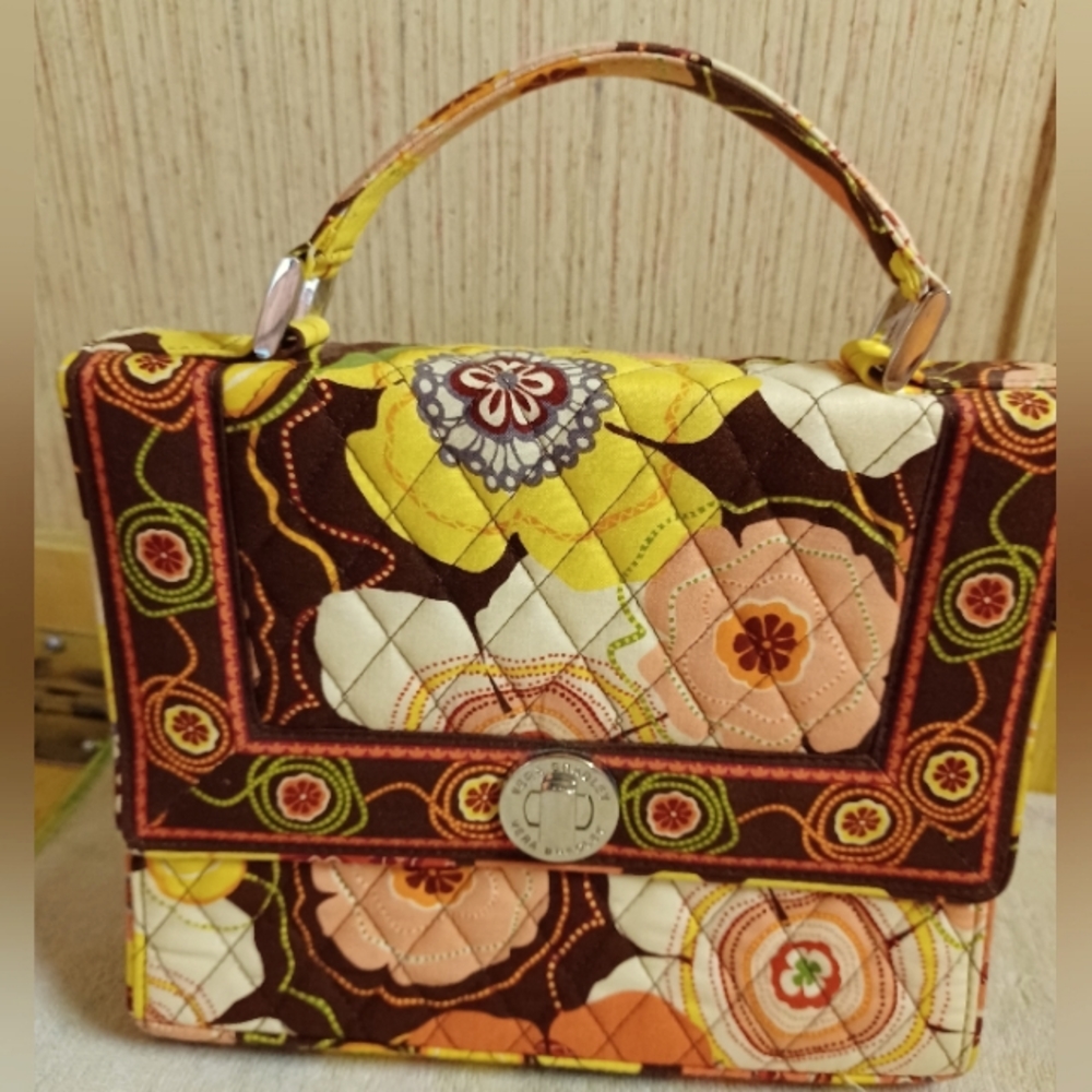 Vera Bradley Burgundy Satchel With Turn Lock Style Closure